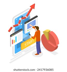 Isometric Flat Vector Isometric Ilustración de ideas de inicio, ideas creativas y Brainstorm. Tema 2