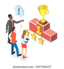 3D Isometric Flat Vector Illustration of Business Growth , Career Success or Achievements. Item 1
