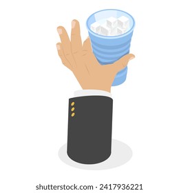 3D Isometric Flat Vector Illustration of Ice Beverage, Fresh Summer Drinks Set. Item 1