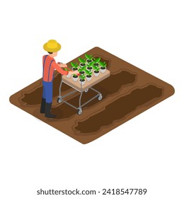 3D Isometric Flat Vector Illustration of Sustainable Farming, Natural Agriculture. Item 1