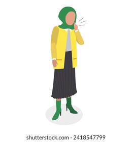 3D Isometric Flat Vector Illustration of Keep A Secret , Keeping Mouth Shut. Item 1