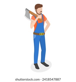 3D Isometric Flat Vector Illustration of Timber Industry, Logging and Woodworking Process. Item 3
