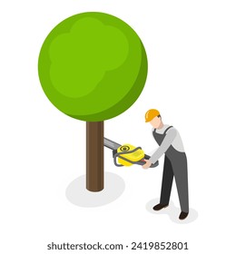 3D Isometric Flat Vector Illustration of Timber Industry, Logging and Woodworking Process. Item 4