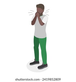 3D Isometric Flat Vector Illustration of Keep A Secret , Keeping Mouth Shut. Item 2
