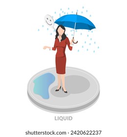 3D Isometric Flat Vector Illustration of Denisity Of Matter, Solid, Liquid, Gase State. Item 2
