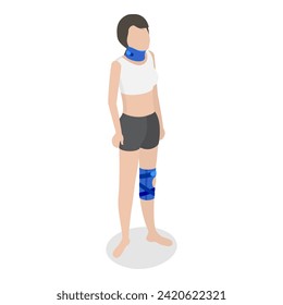 3D Isometric Flat Vector Illustration of Rehabilitation After Trauma, Osteoarthritis joint Disease. Item 4