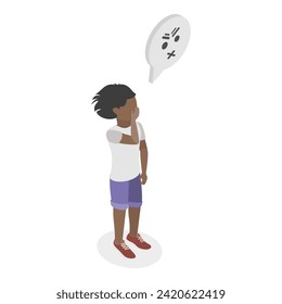 3D Isometric Flat Vector Illustration of Play Peekaboo, Do not See, Speak and Hear. Item 2