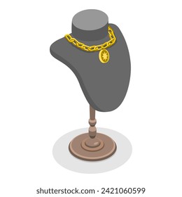 3D Isometric Flat Vector Illustration of Jewelry Shop, Precious Accessories. Item 2