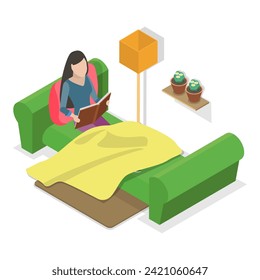 3D Isometric Flat Vector Illustration of Home Relax And Rest, Take Time to Chill. Item 2