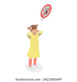 3D Isometric Flat Vector Illustration of Play Peekaboo, Do not See, Speak and Hear. Item 5