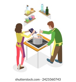 3D Isometric Flat Vector Illustration of Home Relax And Rest, Take Time to Chill. Item 1