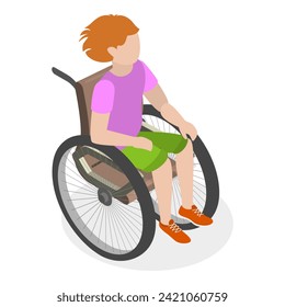 3D Isometric Flat Vector Illustration of Children With Cerebral Palsy, Support for Kids with Health Problems. Item 3