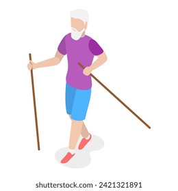 3D Isometric Flat Vector Illustration of Senior Activities, Elderly People Hobbies. Item 3