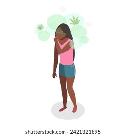 3D Isometric Flat Vector Illustration of Teenage Drug Problems , Unhealthy Smoking Addiction. Item 3