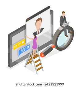 3D Isometric Flat Vector Illustration of Human Resources, HR Management. Item 4