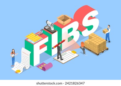 3D Isometric Flat Vector Illustration of FIBS, Textile Industry Manufacturing Process