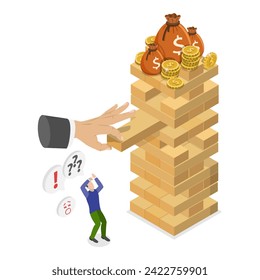 3D Isometric Flat Vector Illustration of Financial Instability, Unstable Investment Market. Item 2