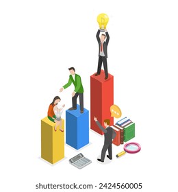 3D Isometric Flat Vector Illustration of Teamwork And Collaboration, Dedicated Team. Item 1