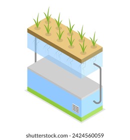 3D Isometric Flat Vector Illustration of Growing Systems, Greenhouse Agriculture Methods. Item 2