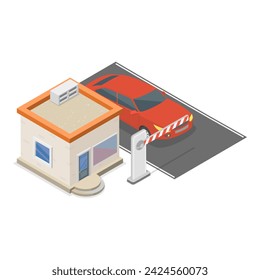 3D Isometric Flat Vector Illustration of Electronic Tolls, Station Gate. Item 4