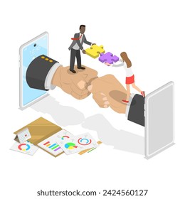 3D Isometric Flat Vector Illustration of Teamwork And Collaboration, Dedicated Team. Item 3