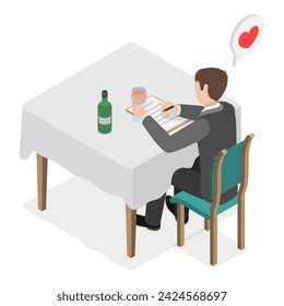 3D Isometric Flat Vector Illustration of Wine Degustation, Professional Sommelier. Item 1
