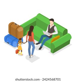 3D Isometric Flat Vector Illustration of Hotel Customer Service, Hospitality Workers. Item 2