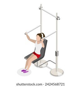 Ilustración vectorial plana isométrica 3D del gimnasio exterior, zona atlética al aire libre. Tema 5