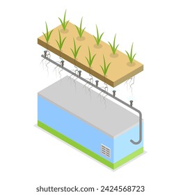 3D Isometric Flat Vector Illustration of Growing Systems, Greenhouse Agriculture Methods. Item 3