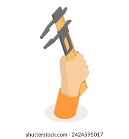 3D Isometric Flat Vector Illustration of Hands Of Repair Workers, DIY and Work Tools. Item 2