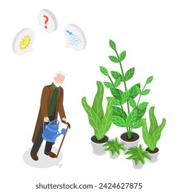3D Isometric Flat Vector Illustration of Dementia, Memory Loss. Item 4