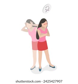 3D Isometric Flat Vector Illustration of Sychology or Psychiatric Poblem, Phobia or Fear. Item 3