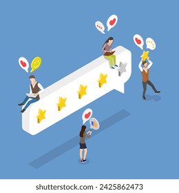 3D Isometric Flat Vector Illustration of Five Stars Rating, Customer Review Evaluation