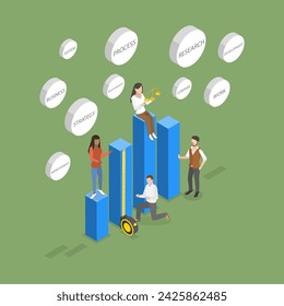 3D Isometric Flat Vector Illustration of Benchmarking, Compare Quality with Other Companies for Improvement