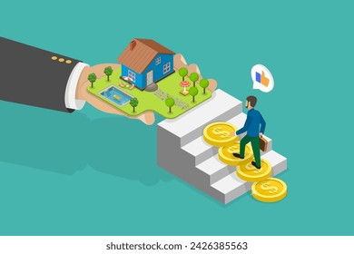 3D Isometric Flat Vector Illustration of Investment in Real Estate, Buying a Property