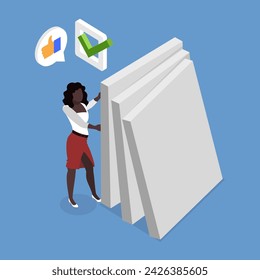 3D Isometric Flat Vector Illustration of Risk Management, Preventing a Business from Falling Down