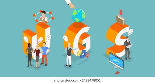 3D Isometric Flat Vector Illustration of UGC, User-generated Content