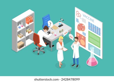 3D Isometric Flat Vector Illustration of Scientist, Science Research Laboratory