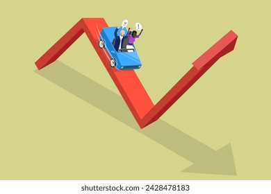 3D Isometric Flat Vector Illustration of Investment Volatility, Stock Market Manipulation