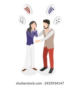 3D Isometric Flat Vector Illustration of Empathy, Sympathy And Compassion, Soft Skills. Item 1