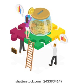 3D Isometric Flat Vector Illustration of Trading Strategies, Business Models. Item 3