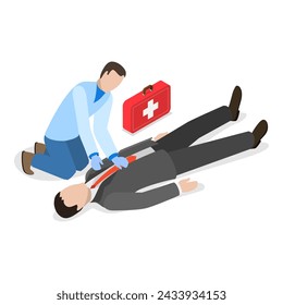 3D Isometric Flat Vector Illustration of Urgency Care, Paramedics. Item 3