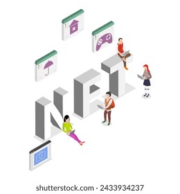 3D Isometric Flat Vector Illustration of NFT, Non-fungible Token. Item 3