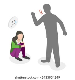 3D Isometric Flat Vector Illustration of Sychology or Psychiatric Poblem, Phobia or Fear. Item 6