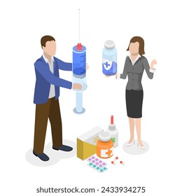 3D Isometric Flat Vector Illustration of In Vitro Fertilization, Artificial Pregnancy. Item 2