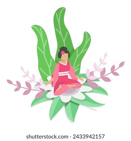 3D Isometric Flat Vector Illustration of Wellbeing, Meditation Practice. Item 2