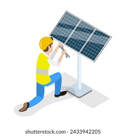 3D Isometric Flat Vector Illustration of Electrical Utility Delivery, Electricity Workers. Item 2
