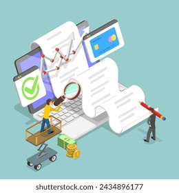 3D Isometric Flat Vector Illustration of Data Analytics, Stock Trading