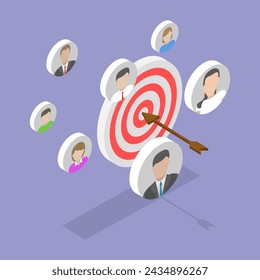 3D Isometric Flat Vector Illustration of Customer Attraction, Digital Targeting Marketing