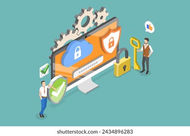 3D Isometric Flat Vector Illustration of Data Security, User Account Privacy